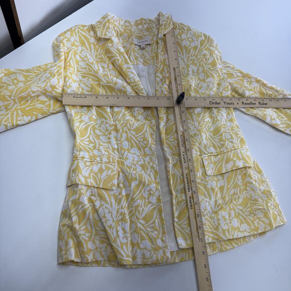 Skies‎ Are Blue Blazer Womens Small Yellow Linen Blend Lightweight Floral Jacket - Picture 5 of 9
